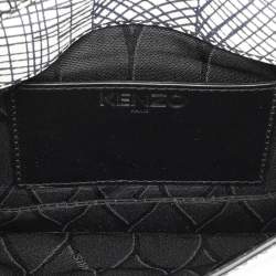 Kenzo White/Black Printed Leather Raindrop Shoulder Bag