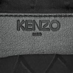 Kenzo White/Black Printed Leather Raindrop Shoulder Bag