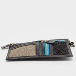 Kenzo Black/Multicolor Leather and Fabric Organizer Pouch