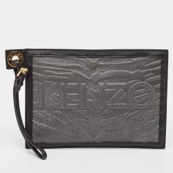 Kenzo Black/Multicolor Leather and Fabric Organizer Pouch