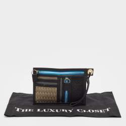 Kenzo Black/Multicolor Leather and Fabric Organizer Pouch