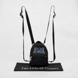 Pre Owned Kenzo Black Nylon Mini Tiger Logo Backpack