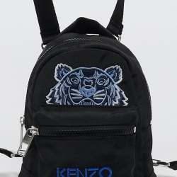 Pre Owned Kenzo Black Nylon Mini Tiger Logo Backpack
