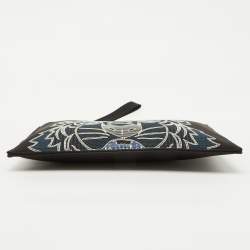 مملوكة مسبقًا Kenzo Black Fabric Tiger Print Flat Zip Pouch
