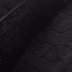 Pre Owned Kenzo Black Leather Logo Flat Zip Pouch