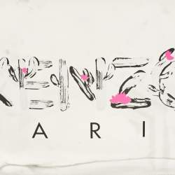 Kenzo Silver Patent Leather Logo Printed Zip Pouch