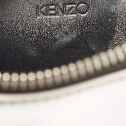 Kenzo Silver Patent Leather Logo Printed Zip Pouch