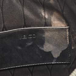 Kenzo Silver Patent Leather Logo Printed Zip Pouch
