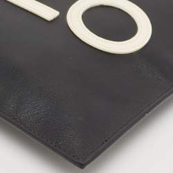 Kenzo Black Leather Logo Zipped Pouch