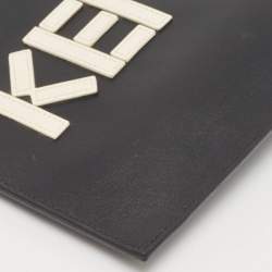 Kenzo Black Leather Logo Zipped Pouch