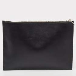 Kenzo Black Leather Logo Zipped Pouch