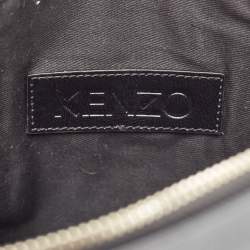 Kenzo Black Leather Logo Zipped Pouch