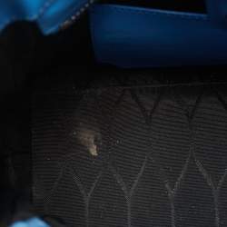 Pre Owned Kenzo Blue Marine Leather Mini Kalifornia Tote