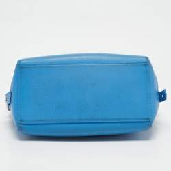 Pre Owned Kenzo Blue Marine Leather Mini Kalifornia Tote