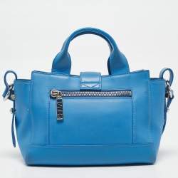 Pre Owned Kenzo Blue Marine Leather Mini Kalifornia Tote