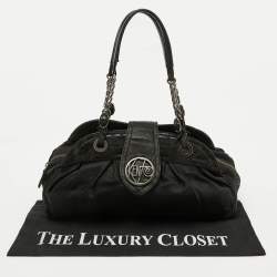 Kenzo Black Nylon and Leather Flap Frame Satchel