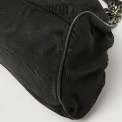 Kenzo Black Nylon and Leather Flap Frame Satchel