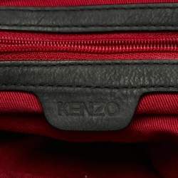 Kenzo Black Nylon and Leather Flap Frame Satchel