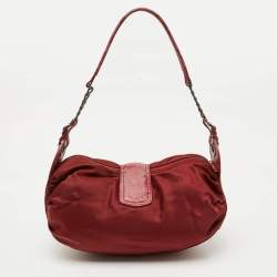 Kenzo Red Nylon and Leather Flap Shoulder Bag