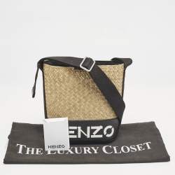 Kenzo Black/Natural Woven Massette Bucket Bag