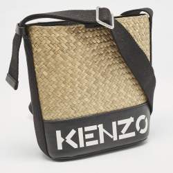 Kenzo Black/Natural Woven Massette Bucket Bag