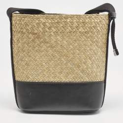 Kenzo Black/Natural Woven Massette Bucket Bag
