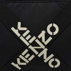 Kenzo Black Fabric Criss Cross Logo Print Zip Pouch