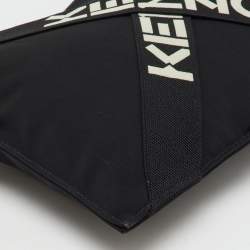 Kenzo Black Fabric Criss Cross Logo Print Zip Pouch