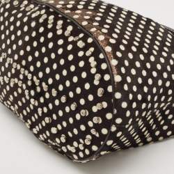 Pre Owned Kenzo Black/Brown Polka Dot Calfhair and Leather Studded Hobo