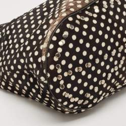 Pre Owned Kenzo Black/Brown Polka Dot Calfhair and Leather Studded Hobo