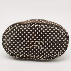 Pre Owned Kenzo Black/Brown Polka Dot Calfhair and Leather Studded Hobo