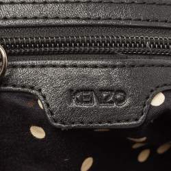 Pre Owned Kenzo Black/Brown Polka Dot Calfhair and Leather Studded Hobo