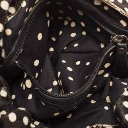 Pre Owned Kenzo Black/Brown Polka Dot Calfhair and Leather Studded Hobo