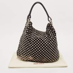 Pre Owned Kenzo Black/Brown Polka Dot Calfhair and Leather Studded Hobo