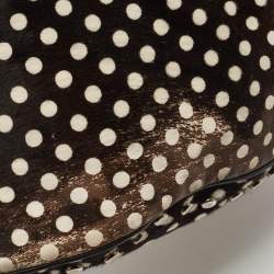 Pre Owned Kenzo Black/Brown Polka Dot Calfhair and Leather Studded Hobo