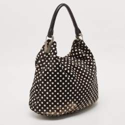 Pre Owned Kenzo Black/Brown Polka Dot Calfhair and Leather Studded Hobo