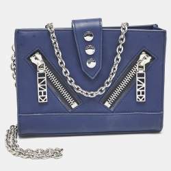Kenzo Blue Faux Leather Kalifornia Wallet On Chain