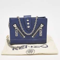 Kenzo Blue Faux Leather Kalifornia Wallet On Chain