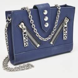 Kenzo Blue Faux Leather Kalifornia Wallet On Chain