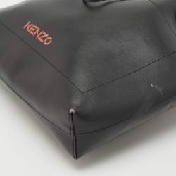 Kenzo Black Leather Drawstring Bucket Bag