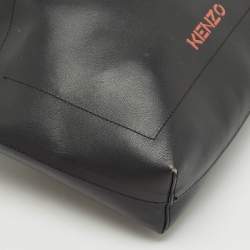 Kenzo Black Leather Drawstring Bucket Bag