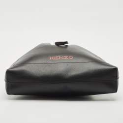 Kenzo Black Leather Drawstring Bucket Bag