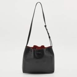 Kenzo Black Leather Drawstring Bucket Bag