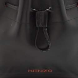 Kenzo Black Leather Drawstring Bucket Bag