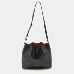 Kenzo Black Leather Drawstring Bucket Bag