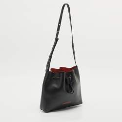 Kenzo Black Leather Drawstring Bucket Bag