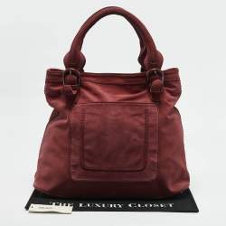 Kenzo Brick Red Suede Buckle Handle Shopper Tote