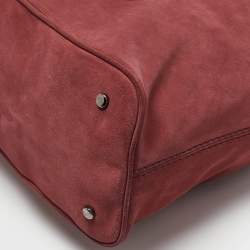 Kenzo Brick Red Suede Buckle Handle Shopper Tote