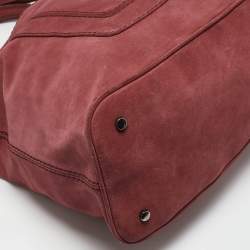 Kenzo Brick Red Suede Buckle Handle Shopper Tote