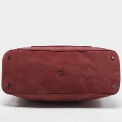 Kenzo Brick Red Suede Buckle Handle Shopper Tote